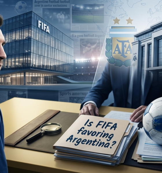Featured image illustrating the FIFA investigation on Argentina, highlighting Lionel Messi, the Argentine Football Association, and the reported $300 million financial investigation.