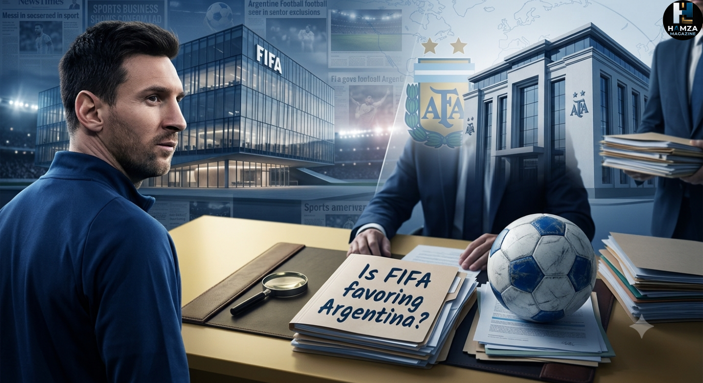 Featured image illustrating the FIFA investigation on Argentina, highlighting Lionel Messi, the Argentine Football Association, and the reported $300 million financial investigation.