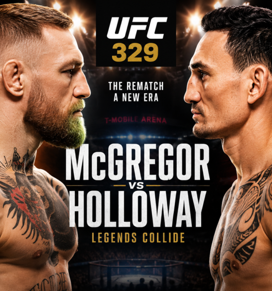 Conor McGregor and Max Holloway facing off ahead of a potential UFC 329 main event.